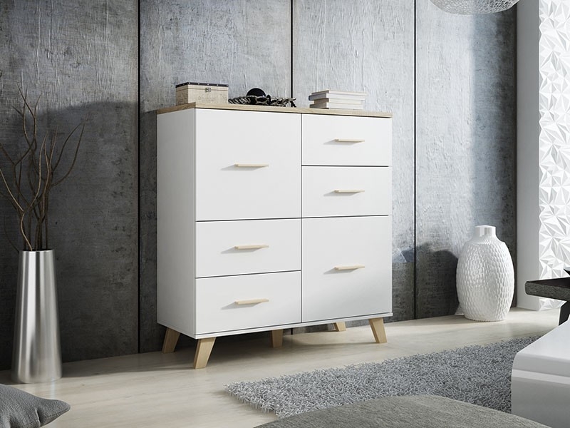 

Комод LOTTA 110 2D4S Cama Белый + Дуб Сонома