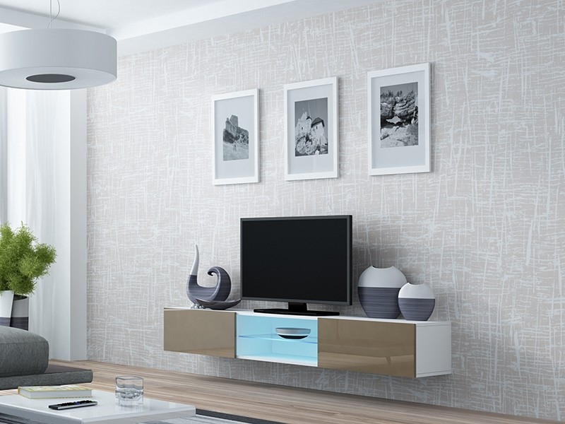 

Тумба под ТВ Vigo Glass Cama Белый матовый + Латте глянец
