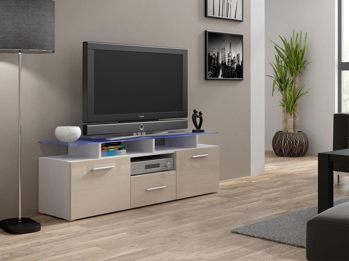 

Тумба под ТВ Evora Mini Cama Белый матовый + Кремовый глянец