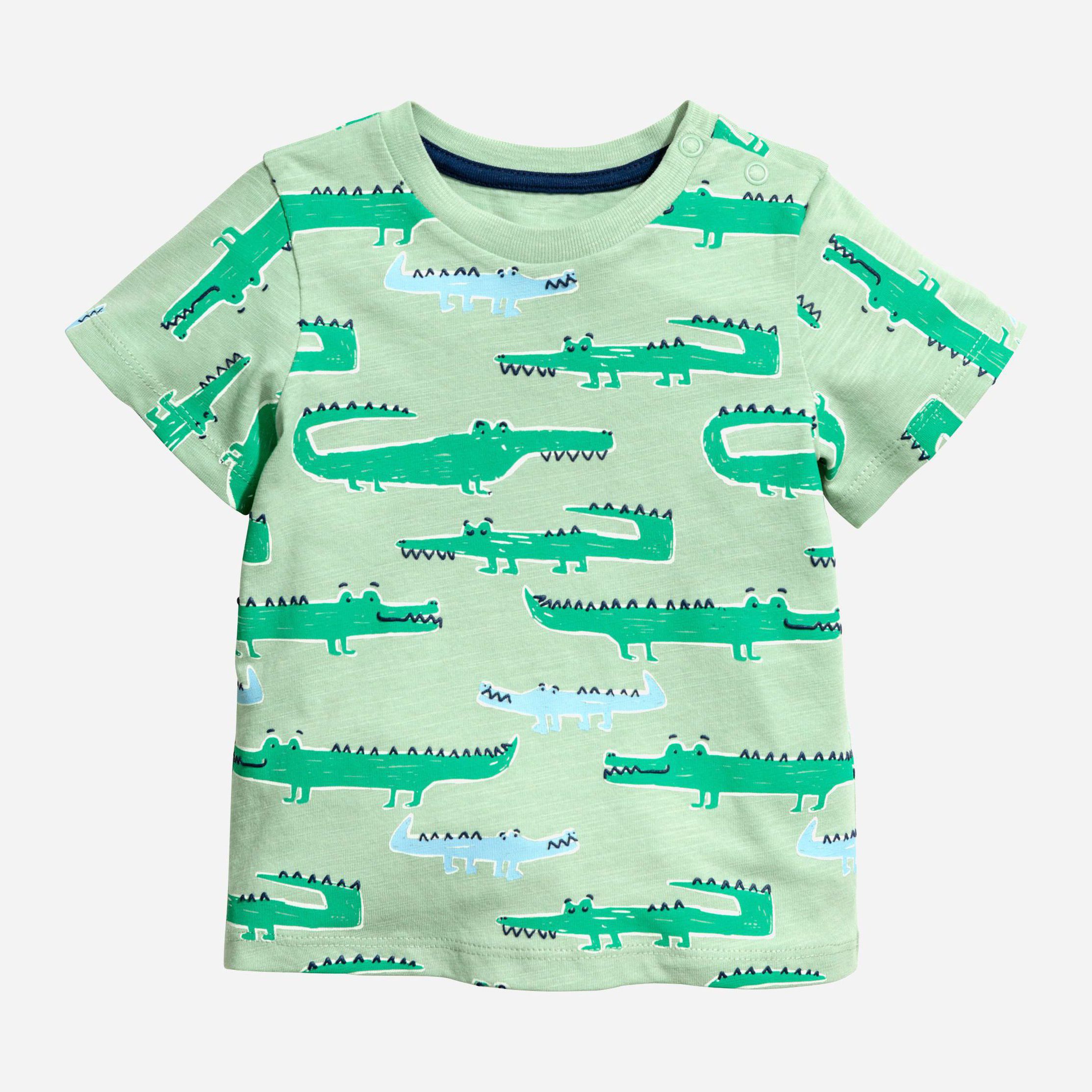 

Футболка H&M 4953275-ABCH 74 см Бледно-зеленая в цветные узоры