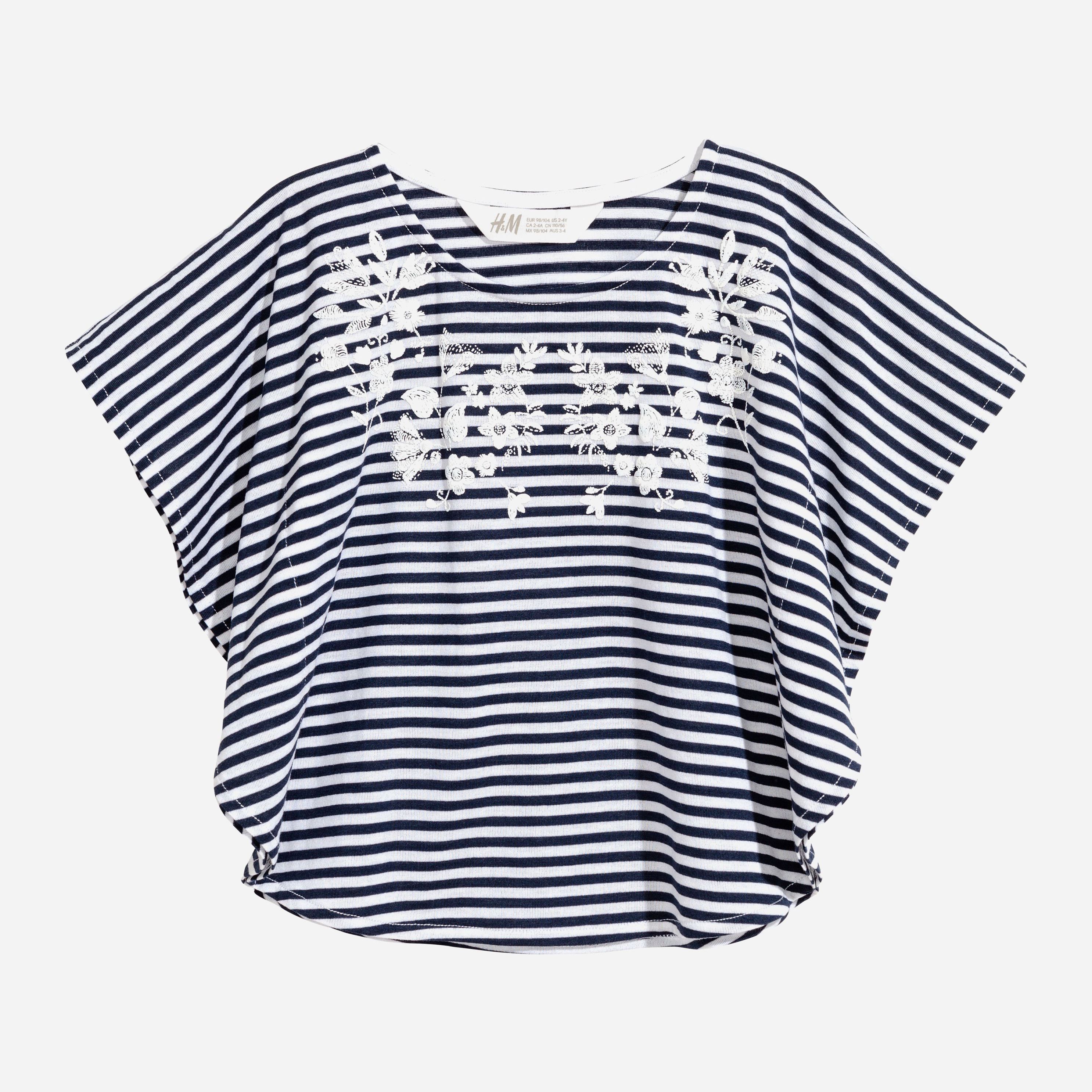 

Футболка H&M 4491435-AAKA 98-104 см Белый/Синий в полоску