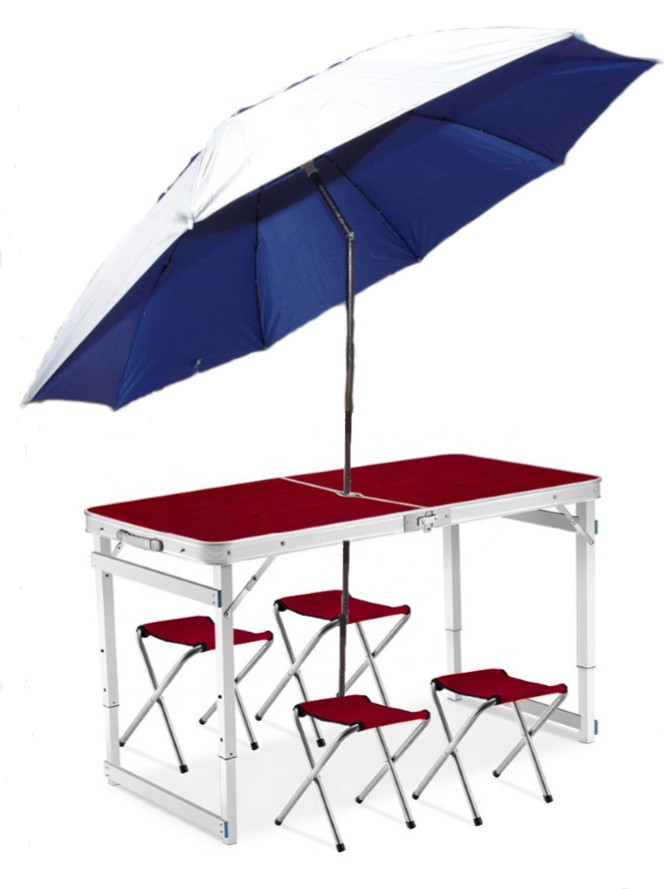 

Стол раскладной усиленный с зонтом компактным и 4 стульями для рыбалки и пикника (Коричневый)