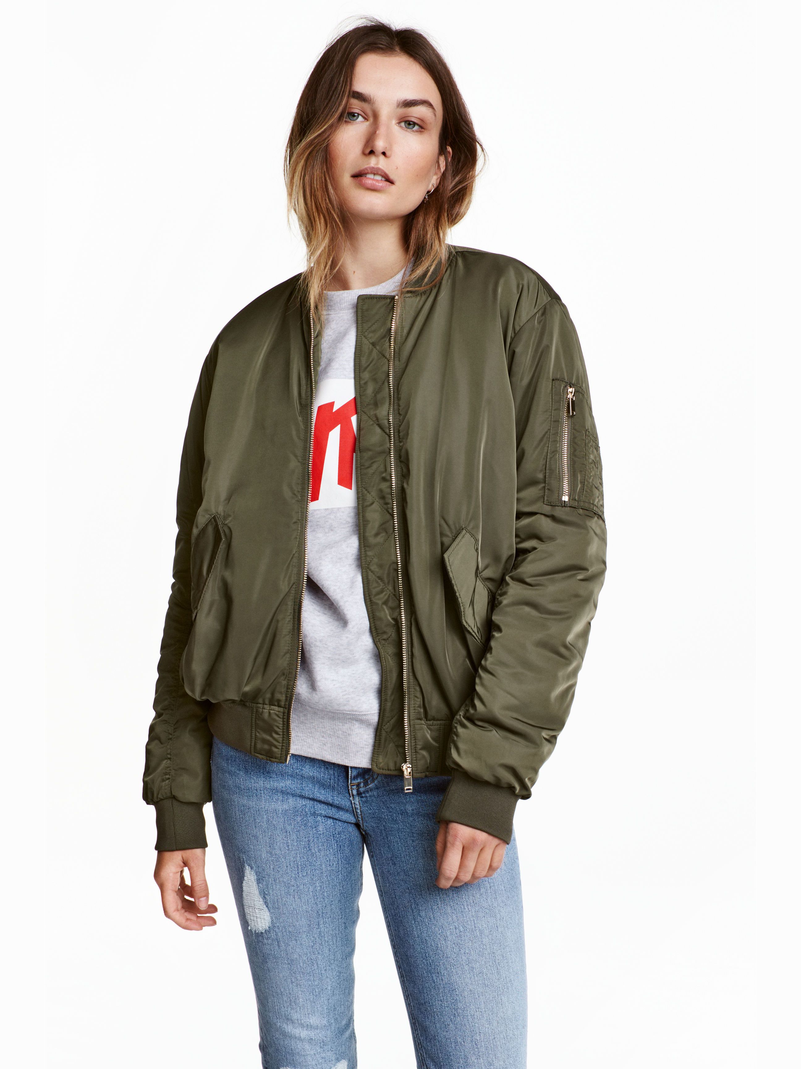 

Бомбер H&M 4279514-ACXO 38 Темно-зеленый
