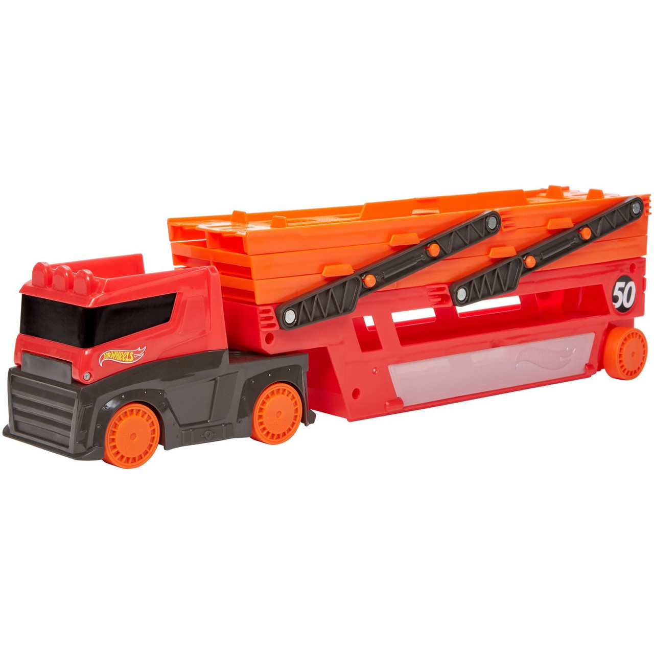 

Автовоз Hot Wheels Mega Hauler Трейлер транспортер Хот Вилс Оранжево-красный (FTF68)