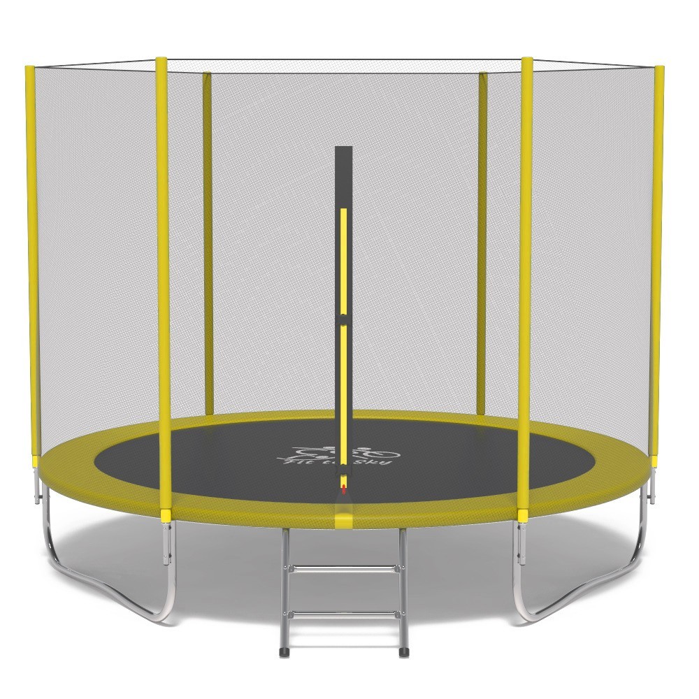 

Батут FitToSky 252 см, сетка и лесенка, желтый
