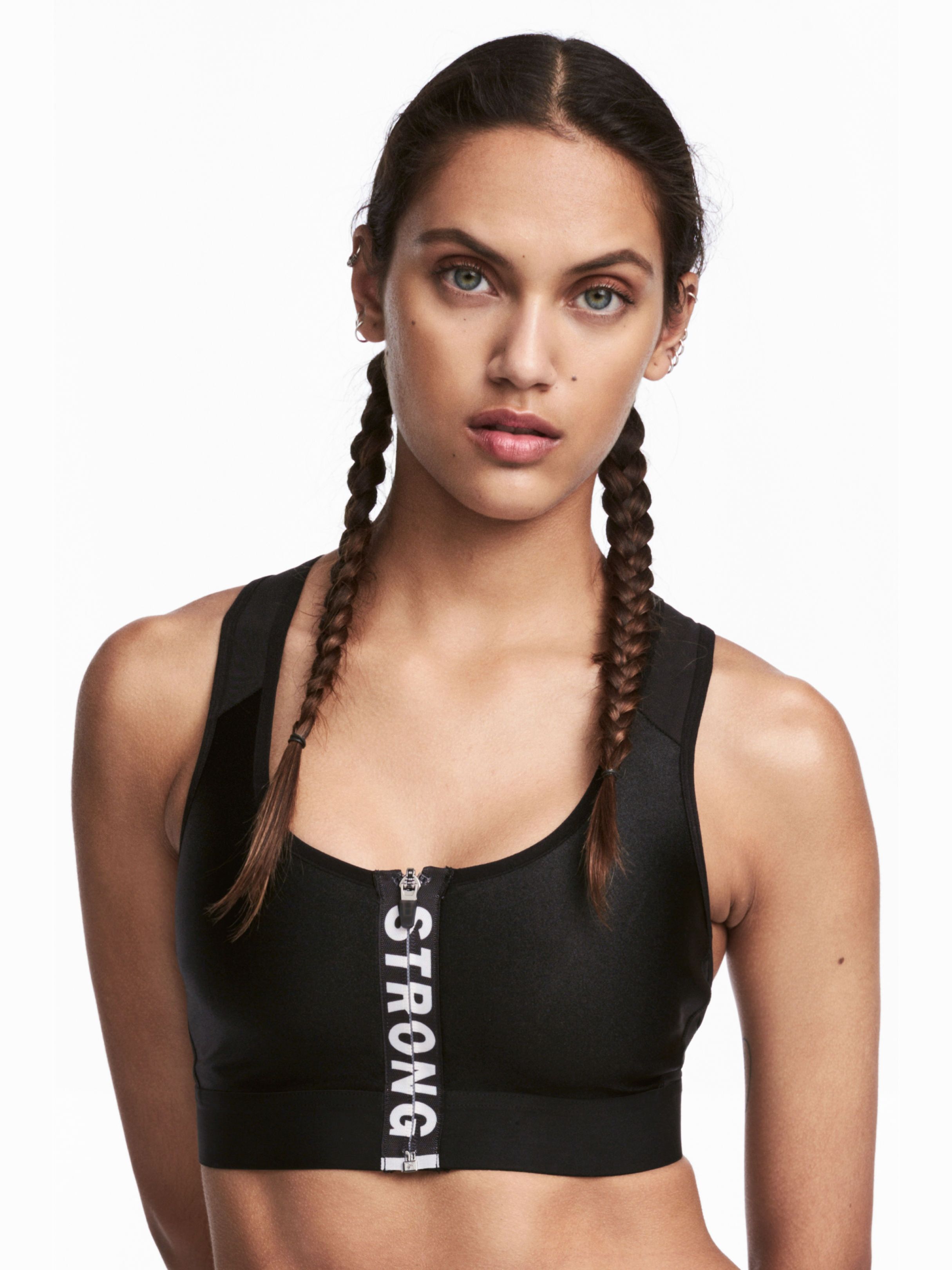 

Спортивный топ H&M 5273586-ABTO M Черный с белым