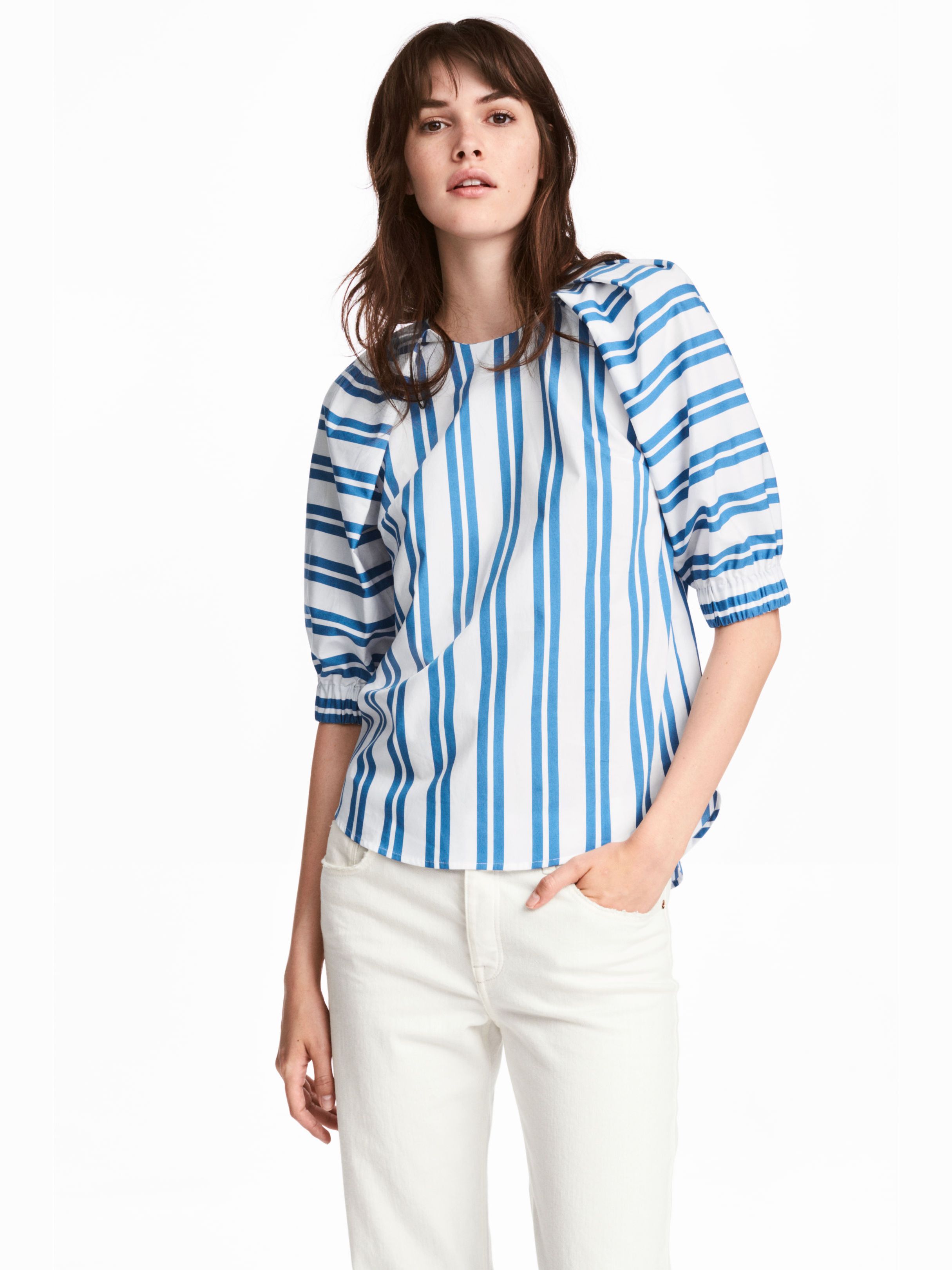 

Блузка H&M 5512576-ACSF 34 Белая с синим