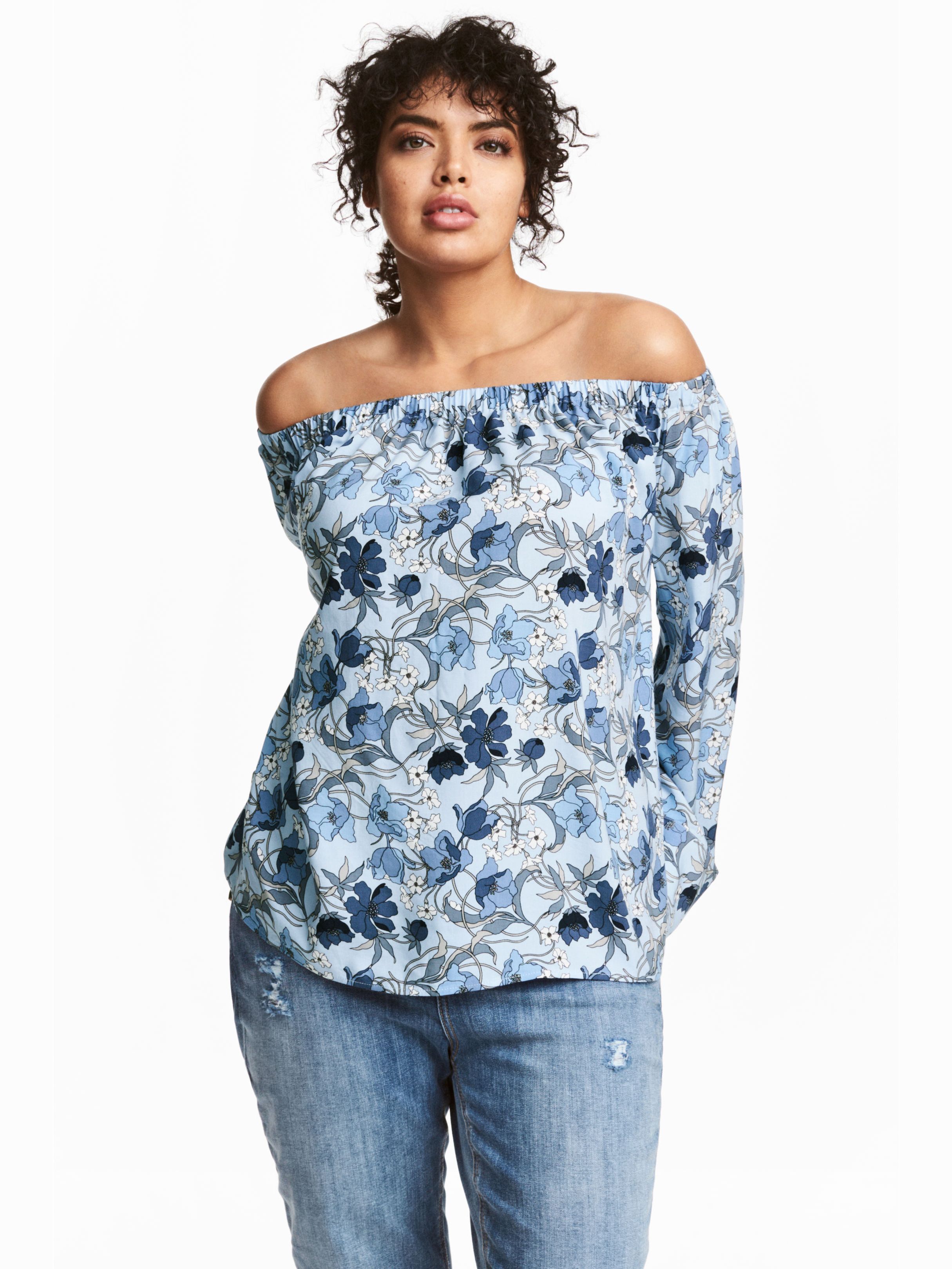 

Блузка H&M 5282336-AAYV 52 Синяя с разноцветным