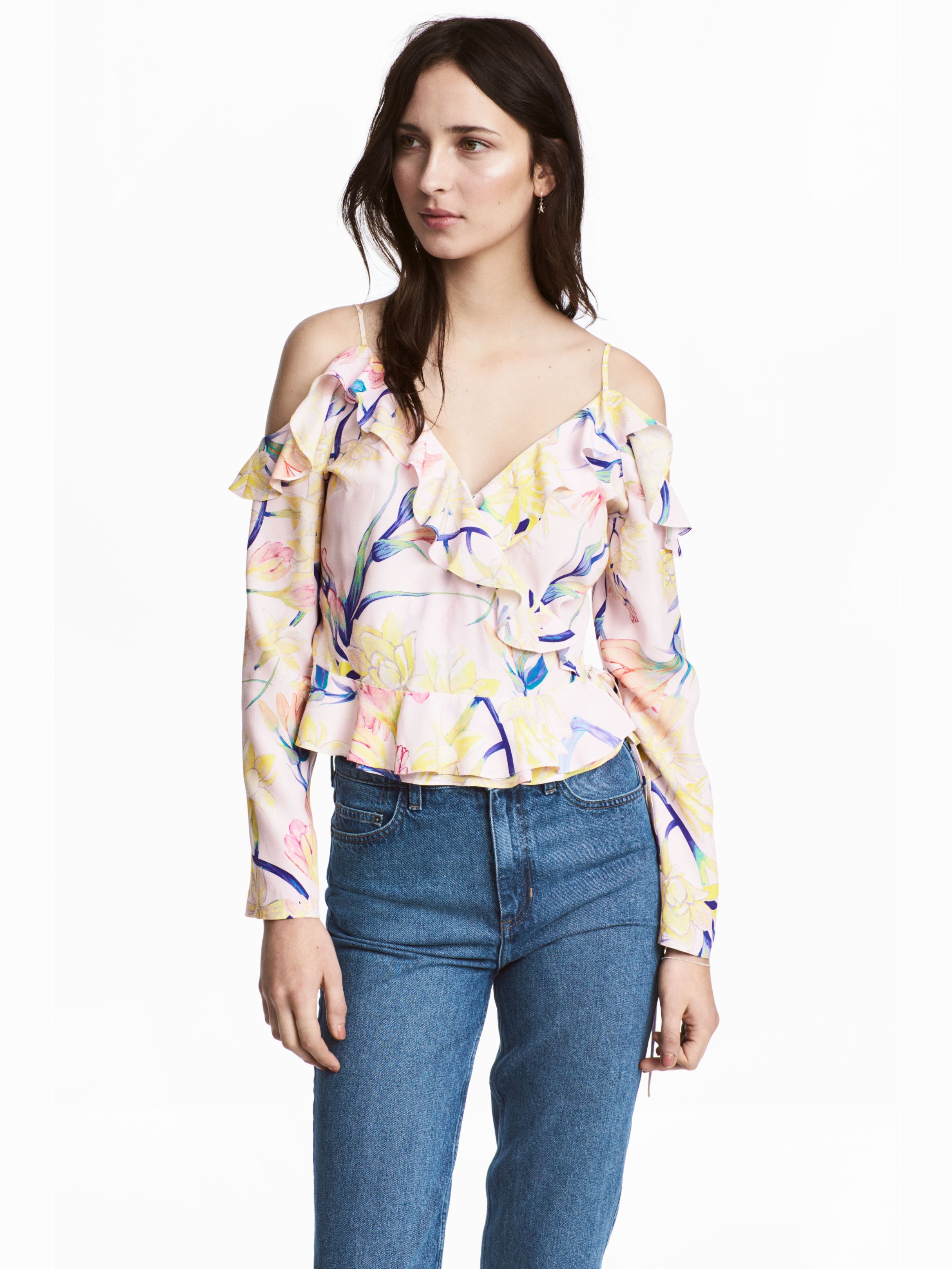 

Блузка H&M 5187325-ABIB 42 Бледно-розовая с разноцветным