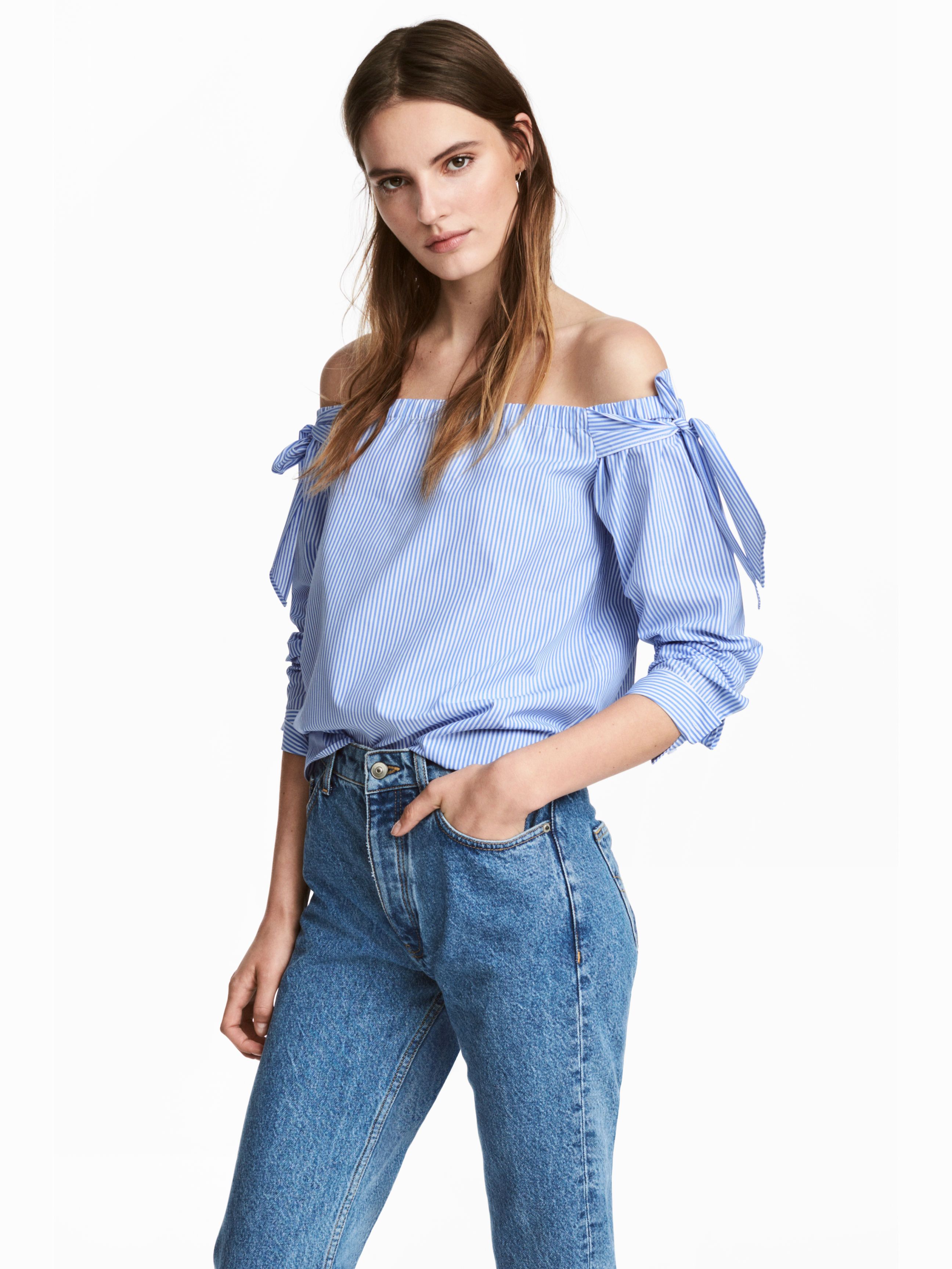 

Блузка H&M 5109165-ACSF 42 Белая с синим