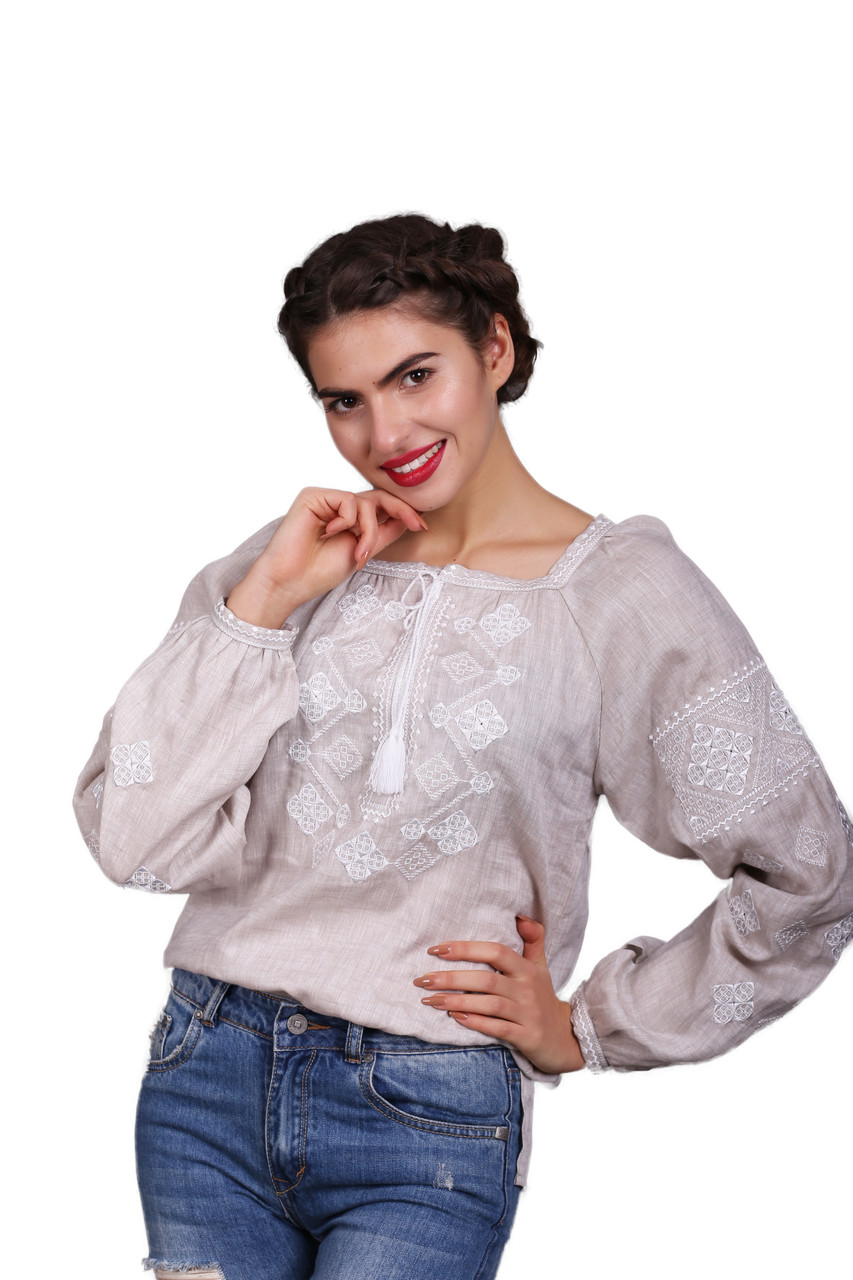 

Вишиванка Narodnyy Butik Віконця біла вишивка  Бежевая 1002.1, Вишиванка Narodnyy Butik Віконця біла вишивка 54 Бежевая 1002.1