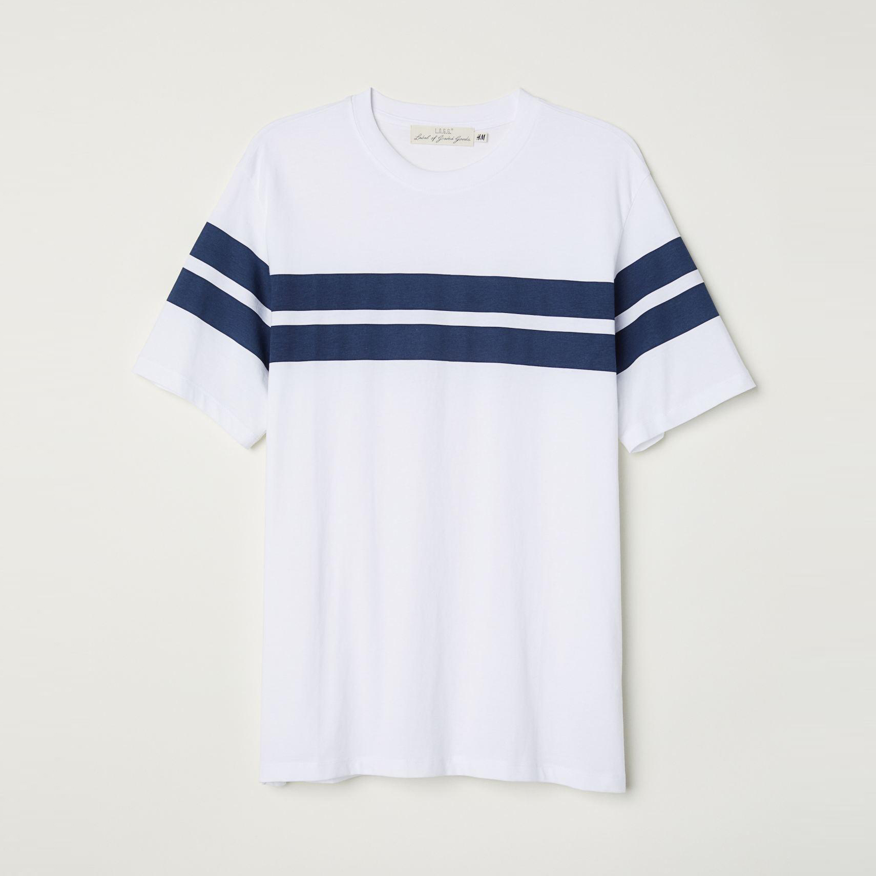 

Футболка H&M 5962700-AAPG XS Белая в темно-синюю полоску