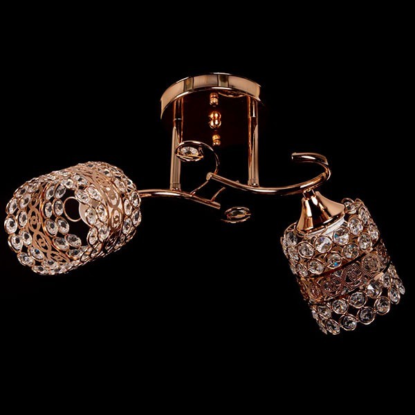 

Люстра хрустальна на два плафона Свет золотиста 2710/2