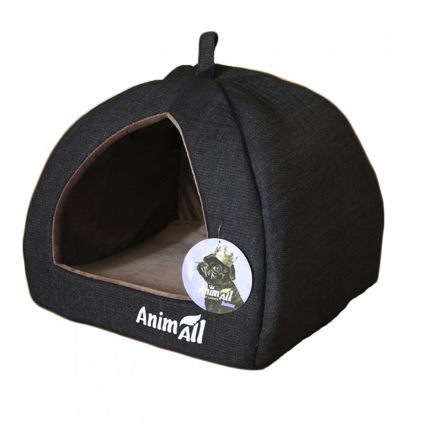 

Домик для собак AnimAll Piter M размер 41x41x32 см, темно-серый