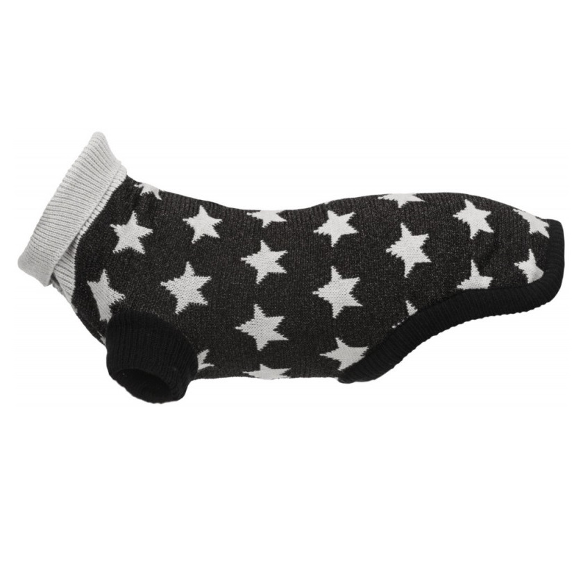 

Пуловер свитер из акрила для собак Trixie Stella Bay размер M черный с серым, 45 см