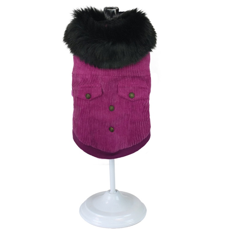 

Куртка вельветовая с меховым воротником для собак Croci Pink Velvet зима, фиолетовый, 30 см