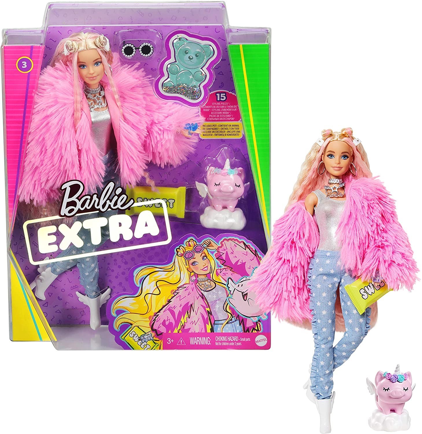 

Кукла Mattel Барби Модница Экстра Модная Блондинка Barbie Extra Fluffy Pink Jacket Dolll (GRN28)