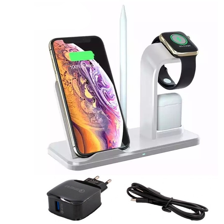 

Беспроводное зарядное устройство XB-N35 для Apple устройств 3 в 1 | Qi Wireless Fast Charging Pad White