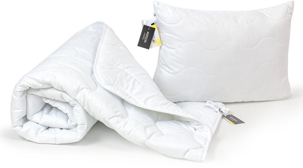 Акція на Набор антиаллергенный MirSon EcoSilk Всесезонный №1502 Eco Light White Soft Одеяло + подушка 50x70 (2200003480542) від Rozetka UA