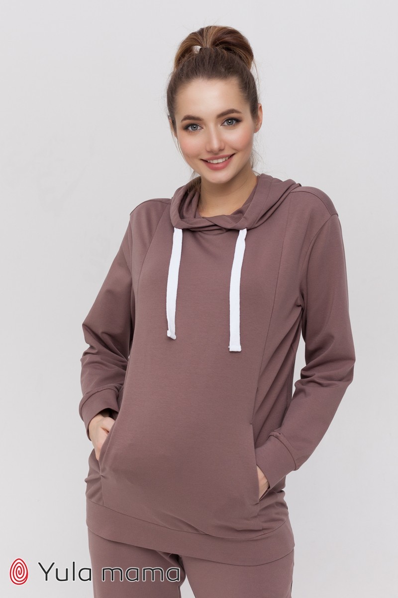 

Молодежное худи для беременных и кормящих Юла Мама Ramona M темный капучино (TN-21.031)
