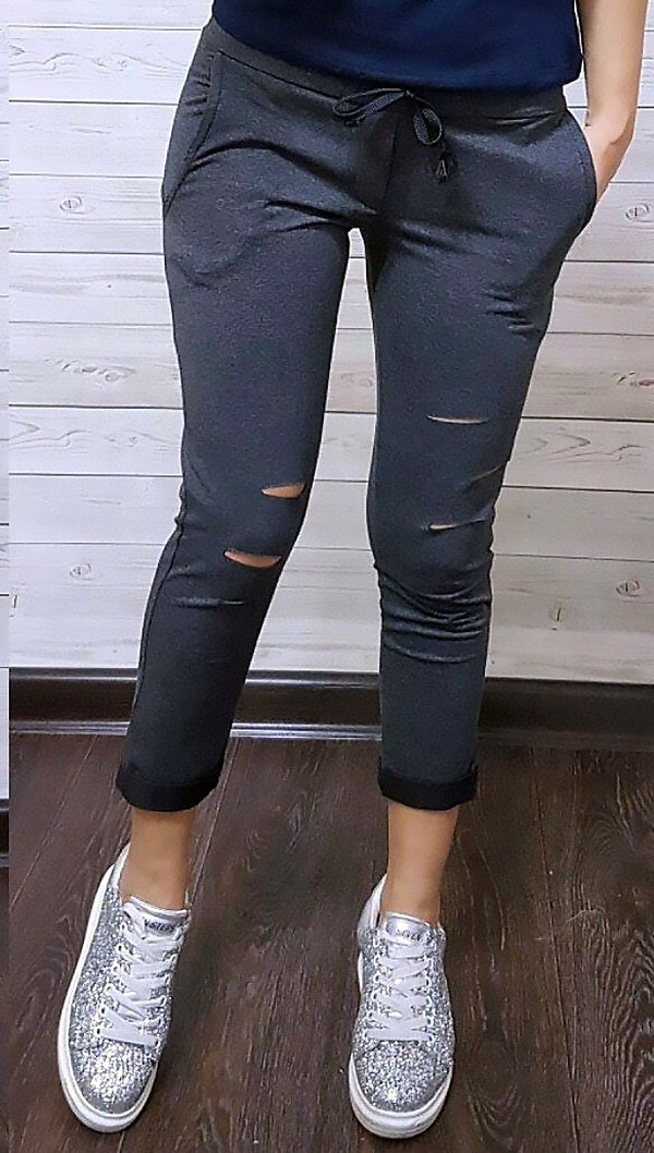 

Fashions • Спортивные брюки Рванки Fashions S антрацит (№8084тк)