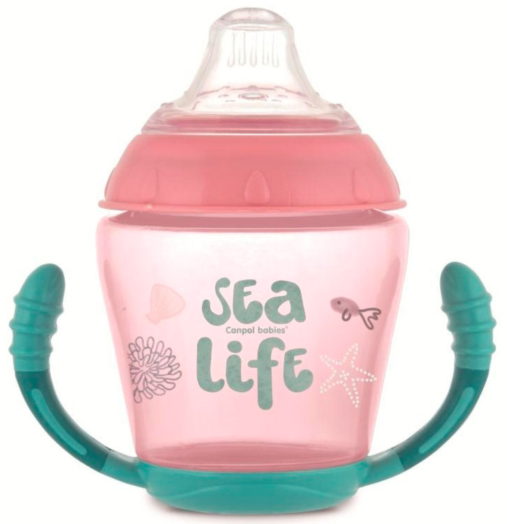 

Кружка-непроливайка с мягким силиконовым носиком Sea Life, розовая, Canpol babies (12-65802)