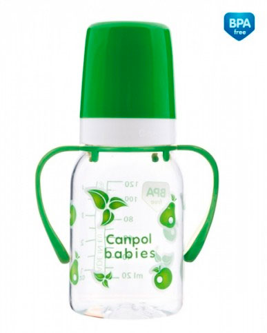 

Пляшка 120 мл з ручкою (BPA FREE) Canpol babies, салат, (12-25939)