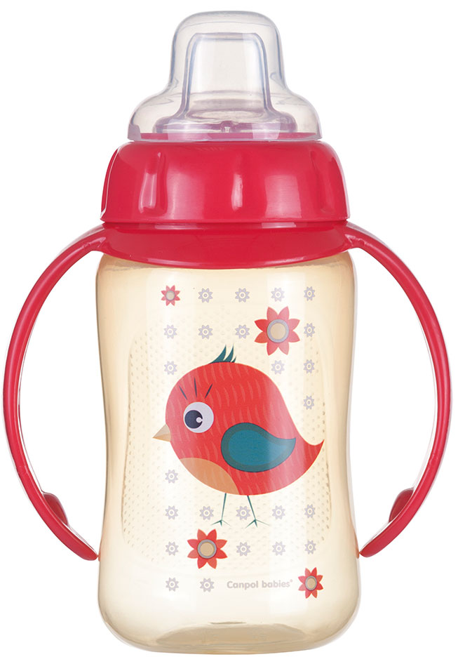 

Поильник Cute Animals, красный с птичкой, 320 мл, Canpol babies (12-66344)