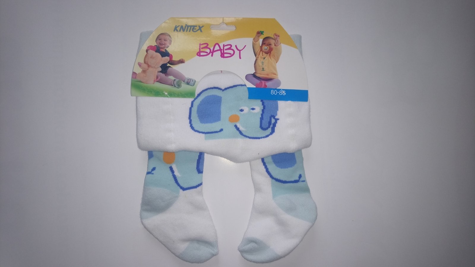 

Колготи дитячі махрові Baby KNITTEX р.80-86 (білі із слоником).