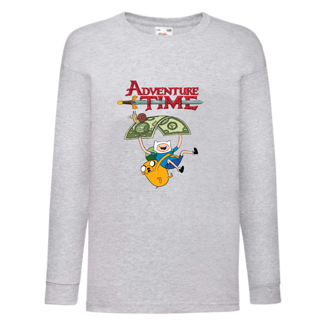

Лонгслив реглан Время Приключений 0023 (Adventure Time) серый (ART gry 0023) 104 см