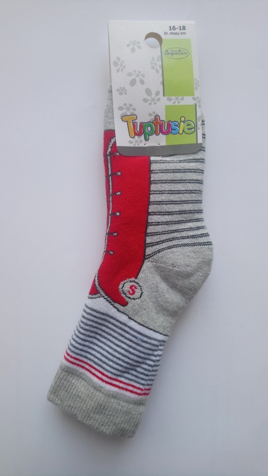 

Шкарпетки дитячі махрові з малюнком Tuptusie SYNTEX (червоно-сірі/стиль взуття) р. - (16-18 см, Шкарпетки дитячі махрові з малюнком Tuptusie SYNTEX (червоно-сірі/стиль взуття) р. 25-28 (16-18 см)