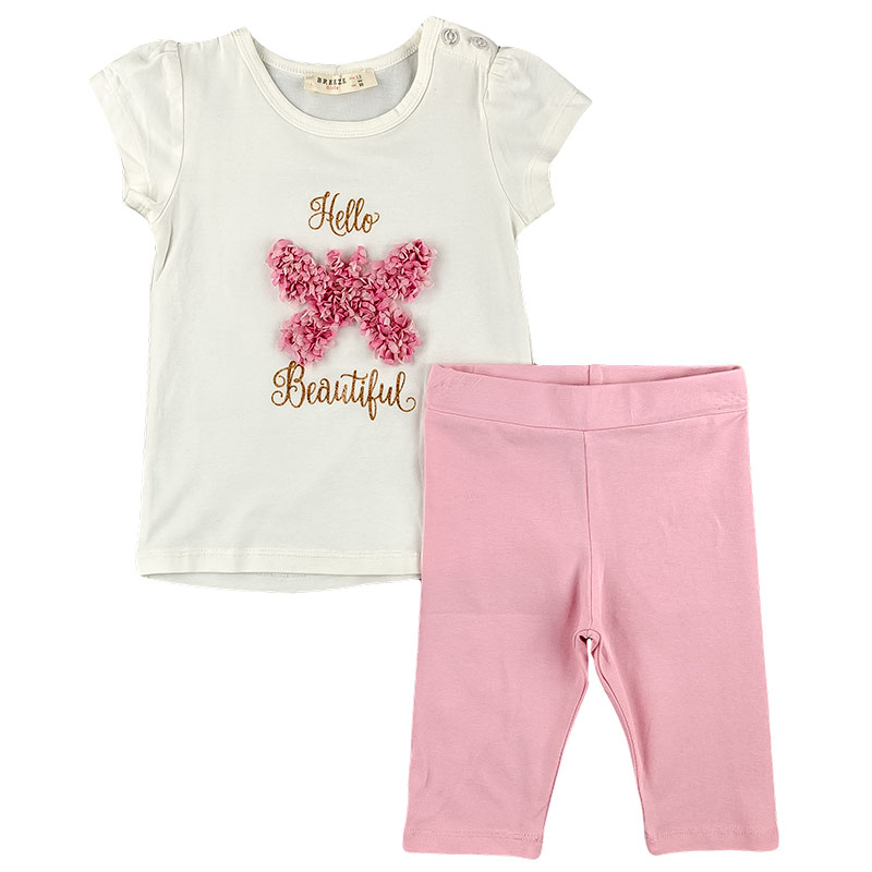 

Комплект летний для девочки BREEZE 13500 86 см молочный/розовый