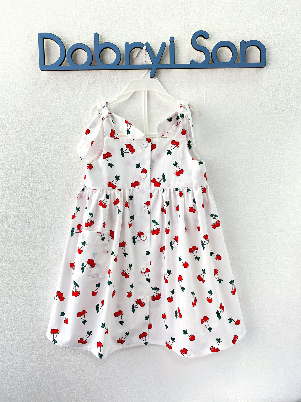 

Сарафан летний детский для девочек с фруктовым принтом, вишенки, 100% хлопок, размер 86, Добрый Сон 17-11-3/86