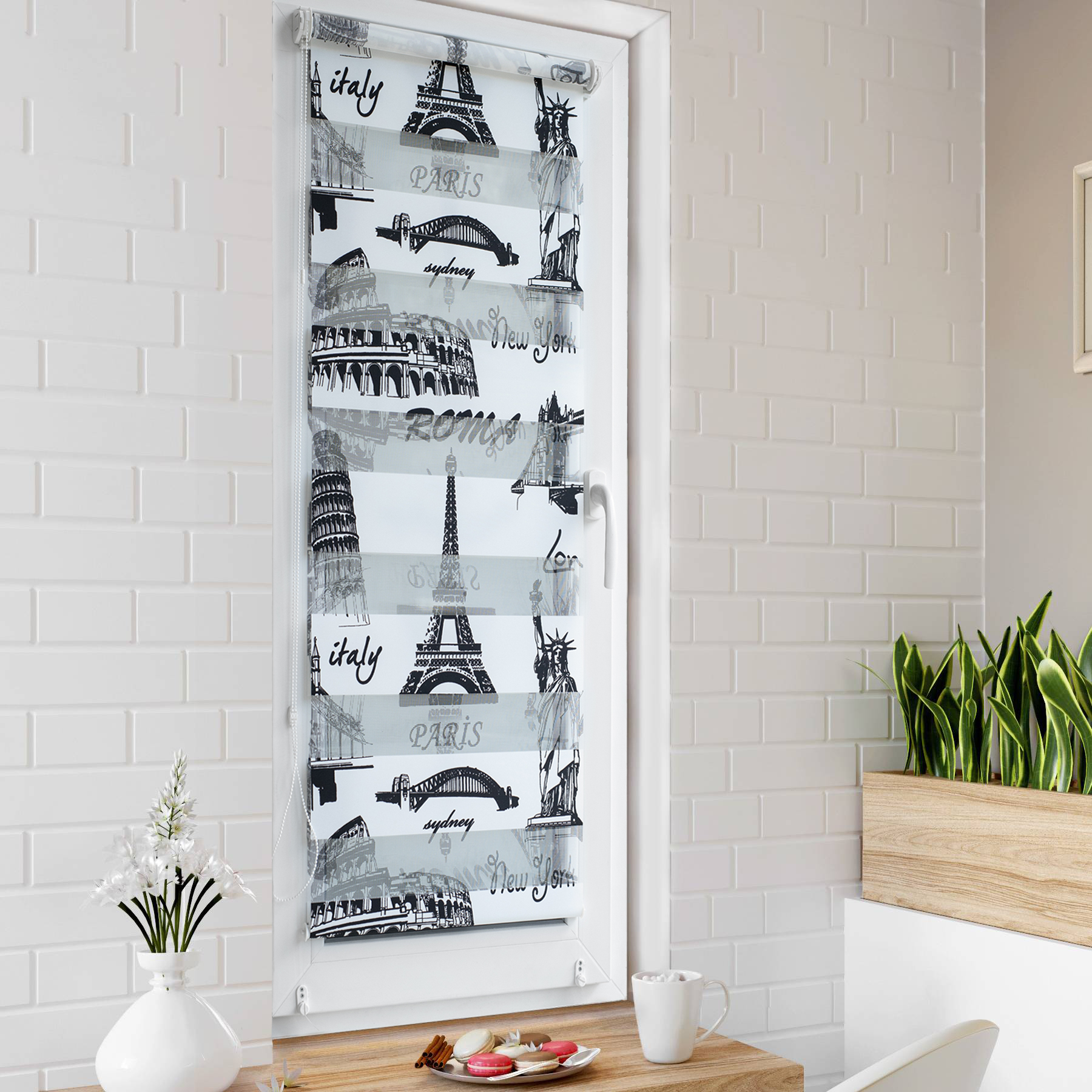 

Ролет тканевый Roll deLuxe День Ночь Париж 60x160 см