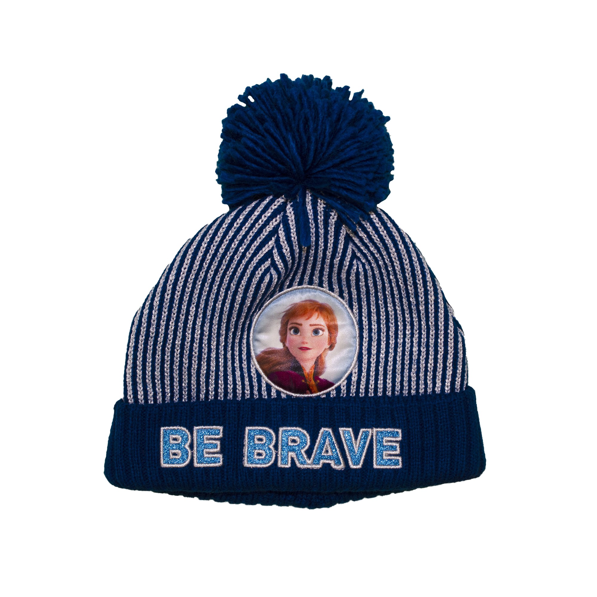 

Детская шапка ( 1 шт ) George Холодное сердце синего цвета в полоску с надписью и помпоном 1-3 года (52 см) 487