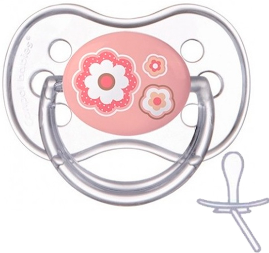 

Пустышка Newborn baby силиконовая симметричная, розовая с цветочками, 6-18 мес, Canpol babies (12-59042)