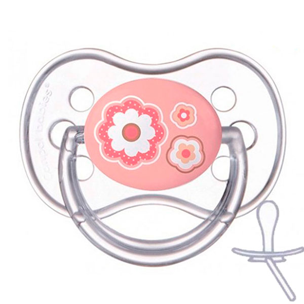 

Пустышка Newborn baby силиконовая симметричная, розовая с цветочками, 18 мес, Canpol babies (12-54547)