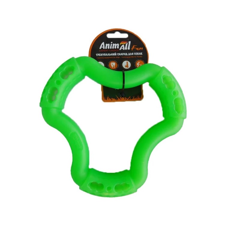 

Игрушка для собак из натурального каучука, кольцо 6 сторон AnimAll Fun 20 см, зеленый