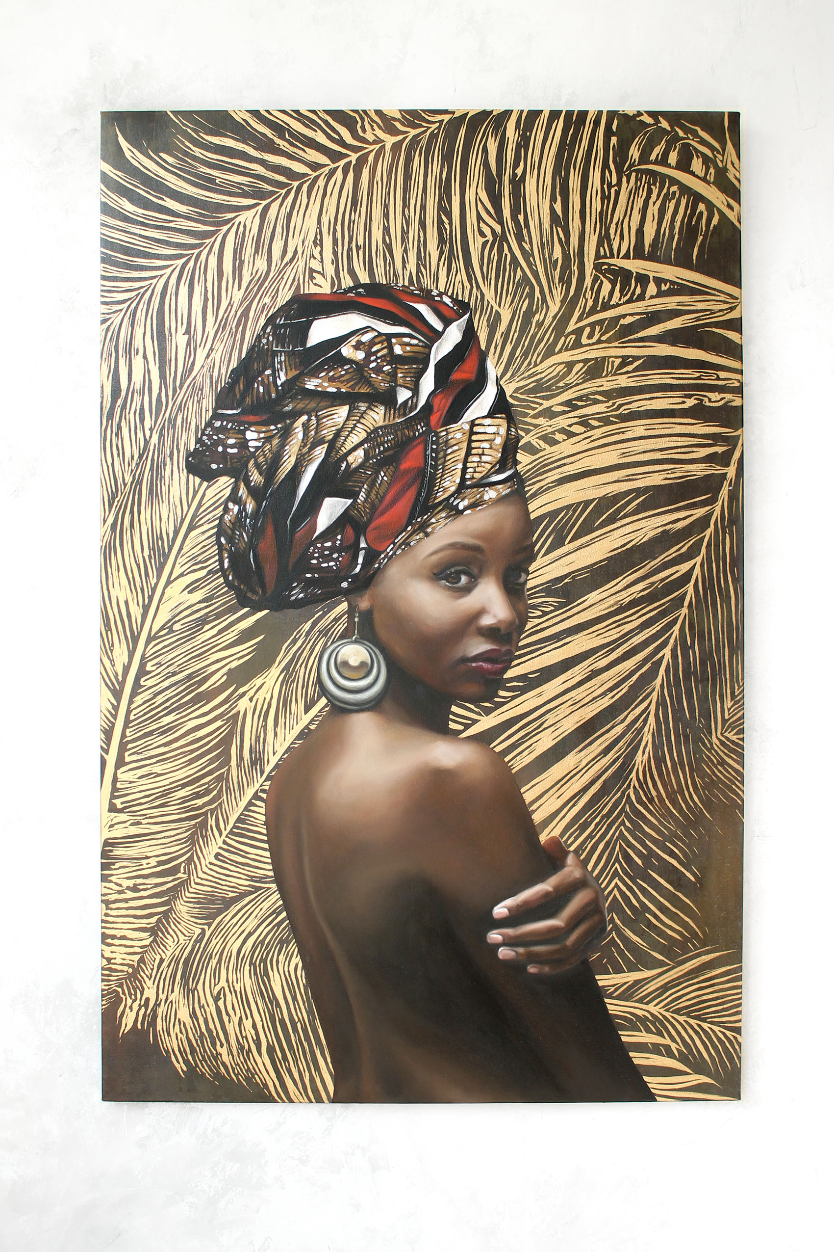 

Картина женщина масляными красками на холсте Mati African shawl Ручной работы 90х130 см (AO-298 90-130)
