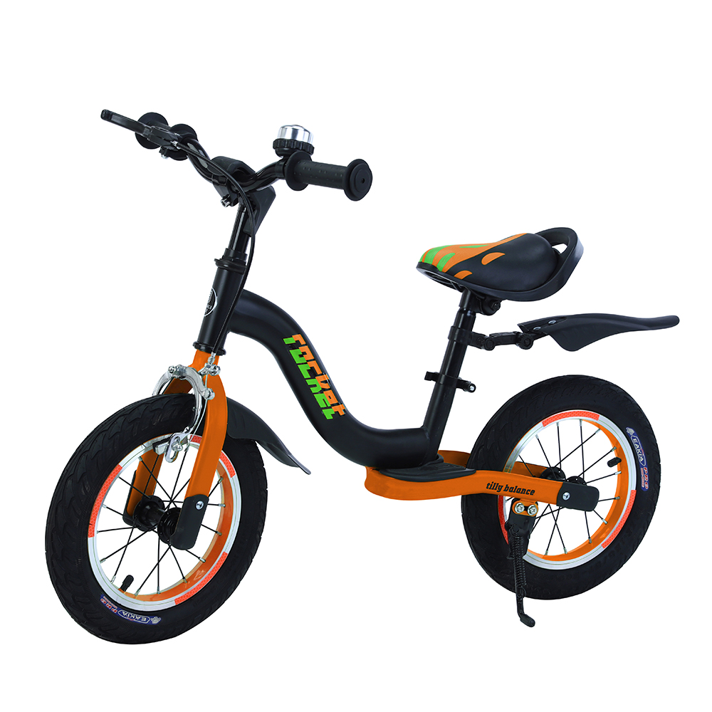 

Беговел TILLY Rocket T-212520/1 с надувными колесами 12" и ручным тормозом + звонок, брызговики и отражатели Черный/Оранжевый