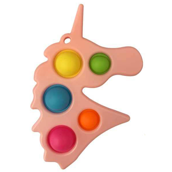 

Simple Dimple Антистресс Игрушка Симпл Димпл - (Pop It - Поп Ит - Попит - Popit) - Розовый Единорог с карабином - 5 пупырок