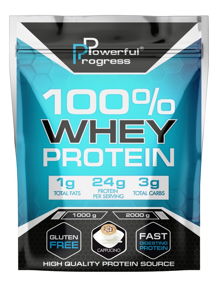 

Протеин сывороточный Вей растворимый белок Powerful Progress Whey Protein 100% Instant 2 кг капучино