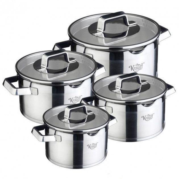 

Набор кастрюль 4 шт. Krauff Moderne Rot из нержавеющей стали с крышками и индукционным дном (26-202-011)