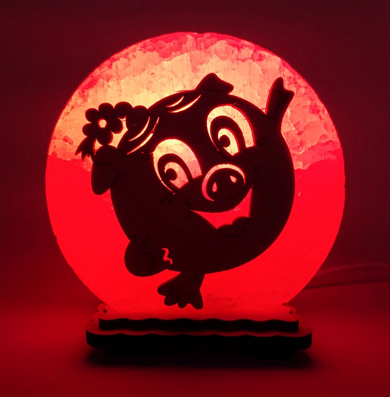 

Соляная лампа EcoDecorLamp круглый маленький Хрюша красный