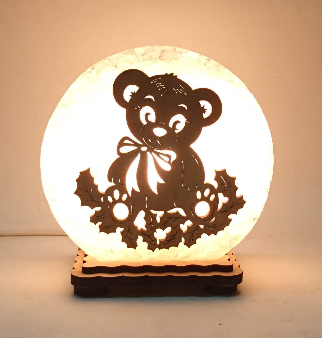 

Соляная лампа EcoDecorLamp круглый маленький Мишка в листьях