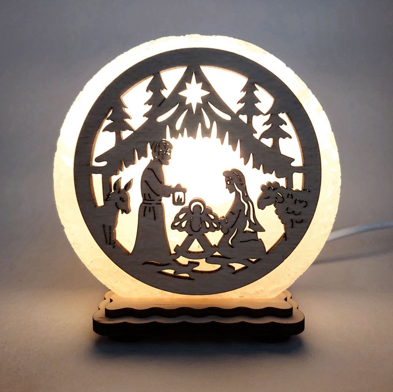 

Соляная лампа EcoDecorLamp круглый маленький Вертеп желтый