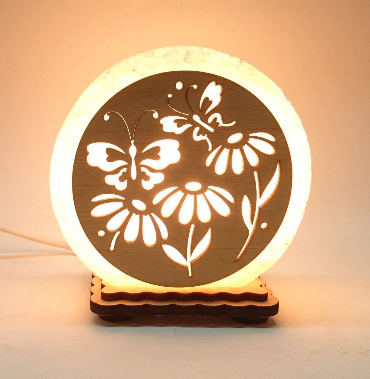 

Соляная лампа EcoDecorLamp круглый маленький Бабочки в цветах 2