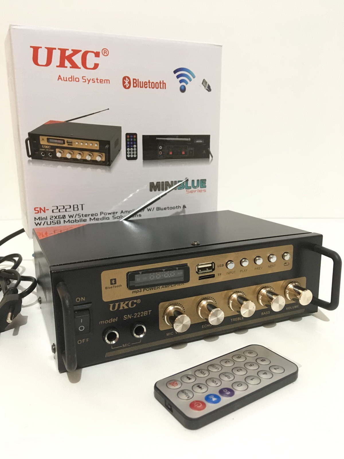 

Усилитель звука стереоусилитель UKC SN-222BT с Bluetooth, Караоке, FM, USB, 2*20 Вт и пультом ДУ