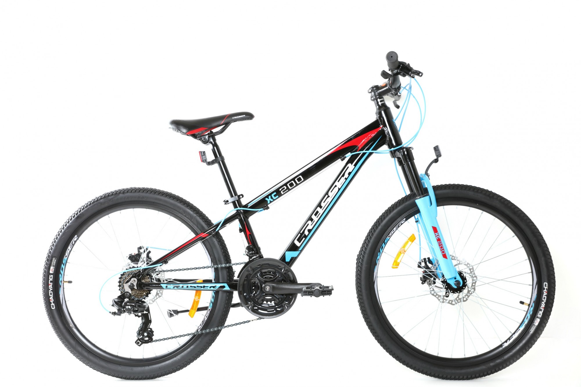 

Гірський підлітковий велосипед Crosser Boy XC-200 24" Black Blue алюмінієва рама