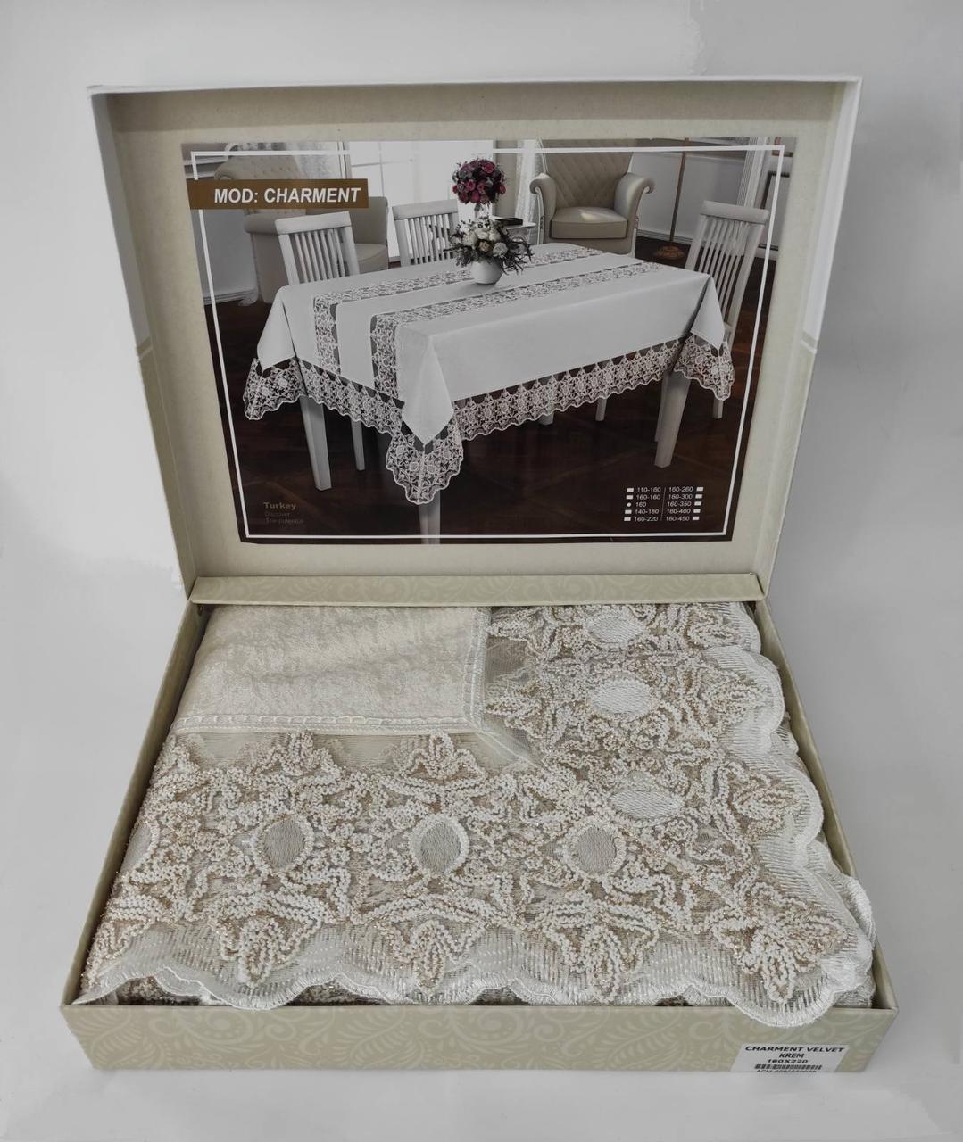 

Скатерть Велюр Acme Tekstil 160x300 Charment Krem